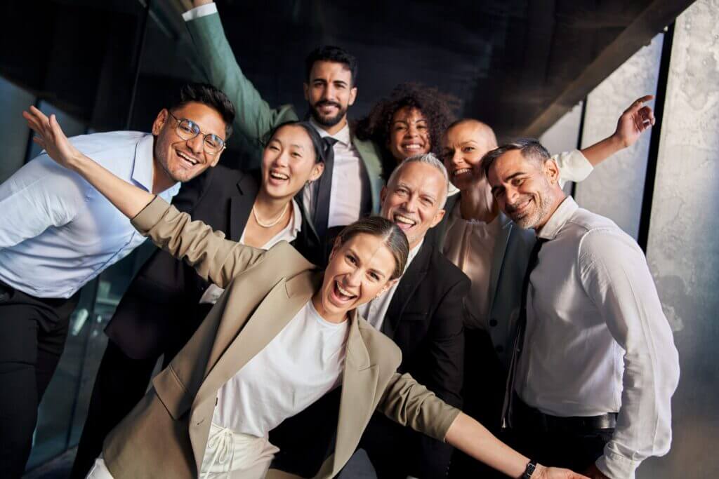 portrait of excited funny multi ethnic staff peopl 2023 11 27 04 59 53 utc min