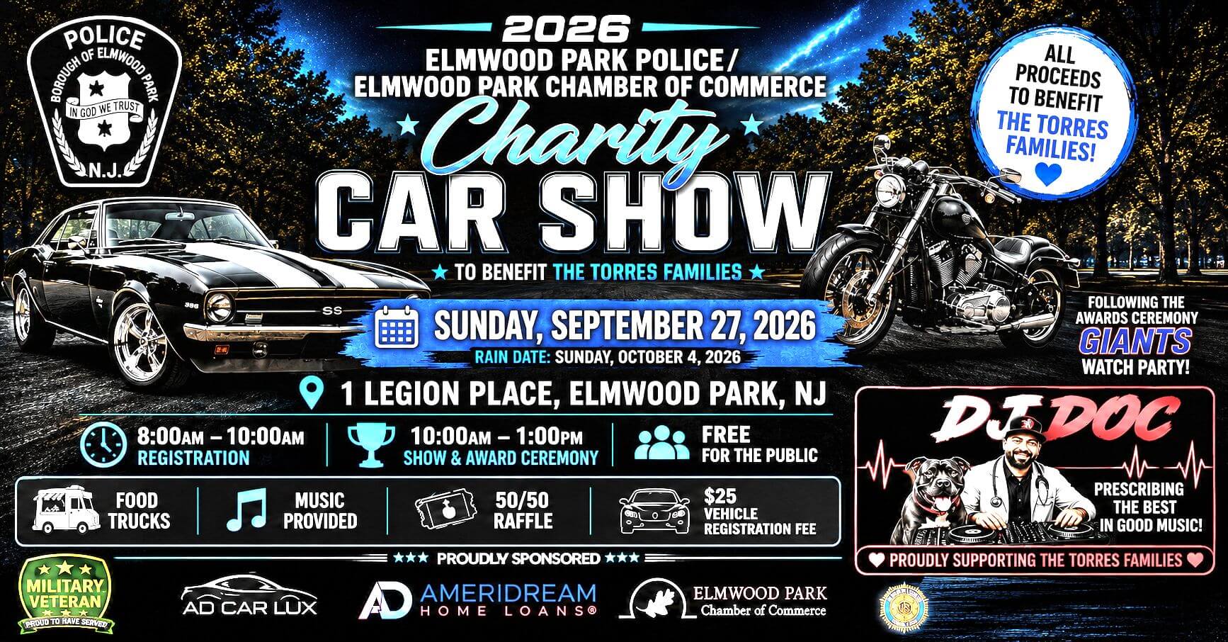 2nd Annual Elmwood Park Charity Car Show flyer — Elmwood Park Police / Chamber of Commerce